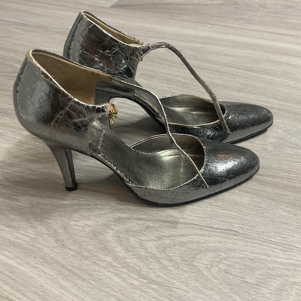 J Crew Crackle Silver Heels